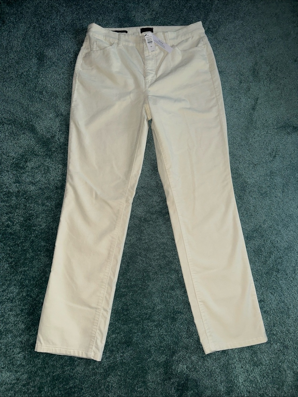 Talbots Women’s Cream Straight Leg Slimming Velveteen Pants Soft Size 8P NWT